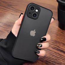 Luxury Matte Transparent Phone Cases For iPhone 11 12 13 Pro XS Max Mini X XR 8 7 6 Plus SE 2 Camera Protection Shockproof Cover