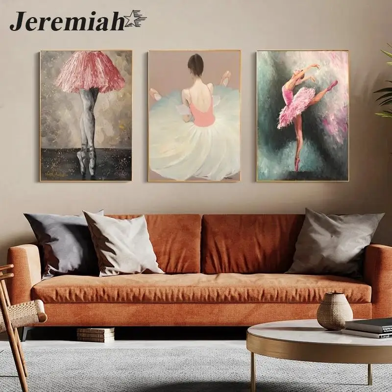

Abstract Dance Ballerina Canvas Painting Colorful Ballet Girl Prints and Posters Wall Art Pictures for Living Room Home Decor