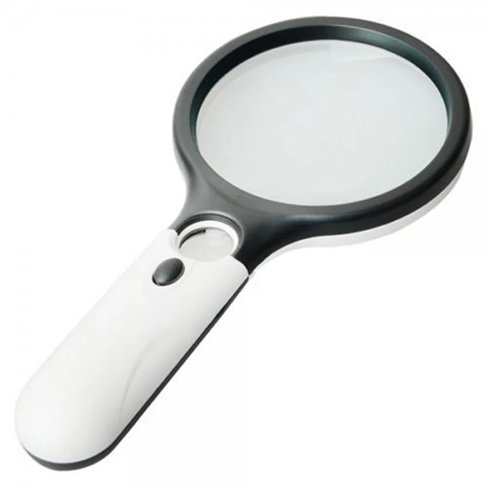 

3 LED light 3X 45X handheld magnifier reading magnifying for old glass lens jewelry loupe