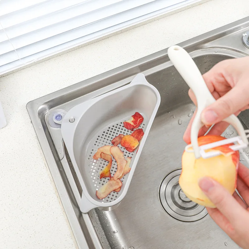 Многофункциональная угловая полка для слива раковины на присоске корзина