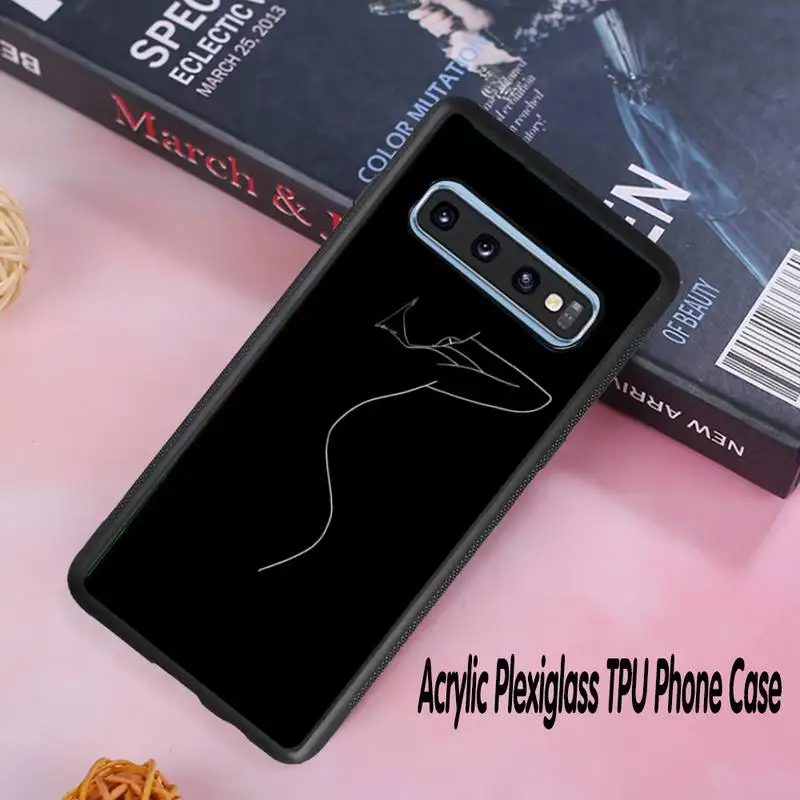 

Fashion Art Line Girl Body Phone Case Acrylic Plexiglass TPU For Samsung Galaxy S8 S9 S10 s10e S20 PLUS ULTRA S6edge