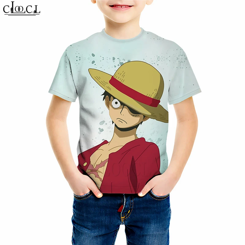 Цельная аниме футболка детская 3D печать обезьяна D. Luffy Забавные футболки для