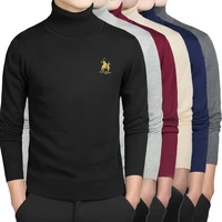 spring autumn high neck multiple 6 colors turtleneck knitted pullovers mens cotton sweaters embroidered polo logo