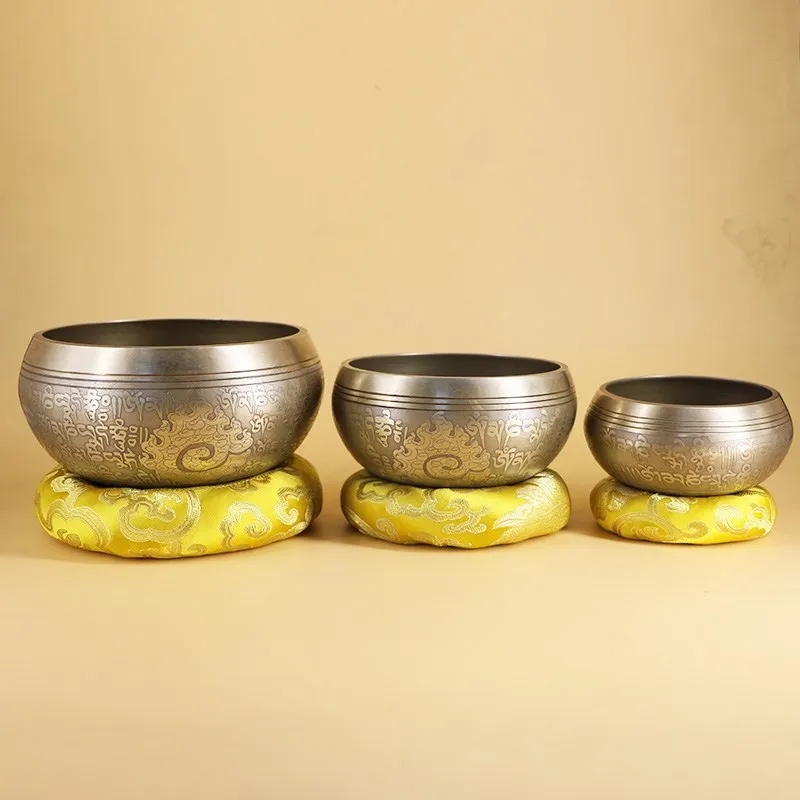 

New Nepal Handmade Tibetan Singing Bowl Set Decorative-wall-dishes Resonance Healing Meditation Yoga Bowl with Mallet