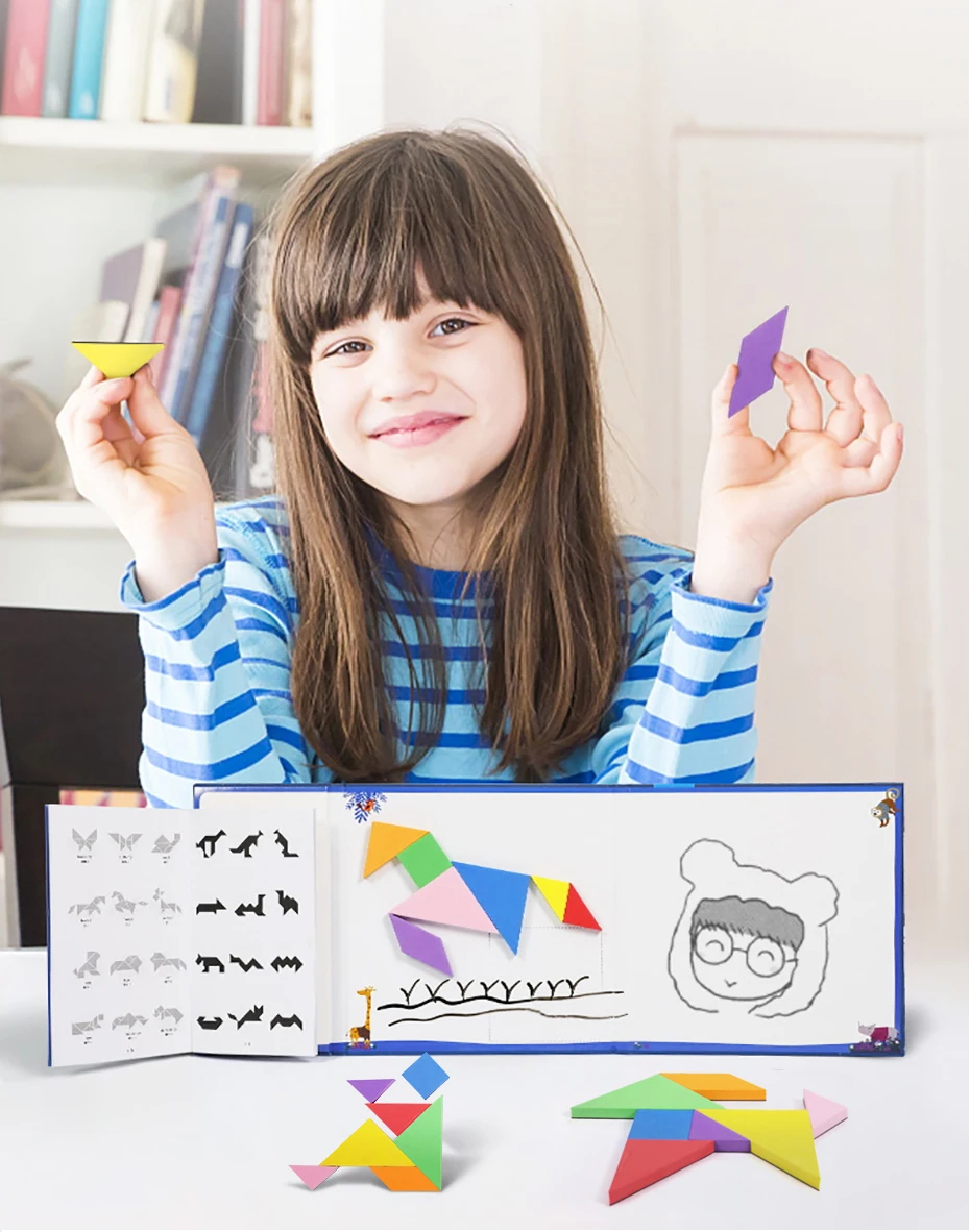 Магнитный из ЭВА(этиленвинилацетат) 3D Головоломка Tangram игры интеллектуальные головоломки Рисование настольная игра Развивающие игрушки для детей и взрослых