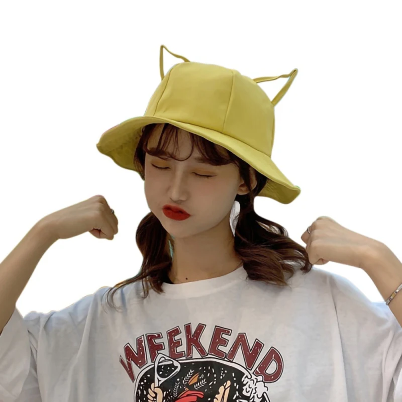 

Korean Hat Female Student Spring And Summer Cute Fisherman Hat Japanese Chic Casual Soft Sister Three-dimensional Ear Basin Hat