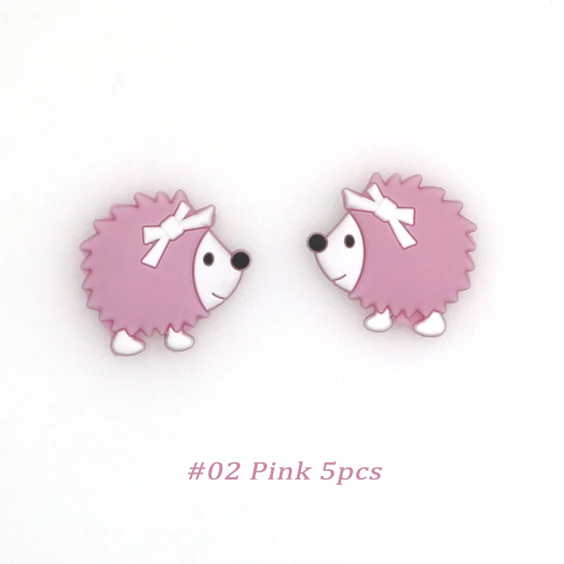 Pink 5pcs Kovict 5/10 шт 33 мм милые мини-Ежик силиконовые бусины животные Детские Прорезыватели для зубов бусины для DIY ожерелье аксессуары игрушки - Цвет: Pink 5pcs