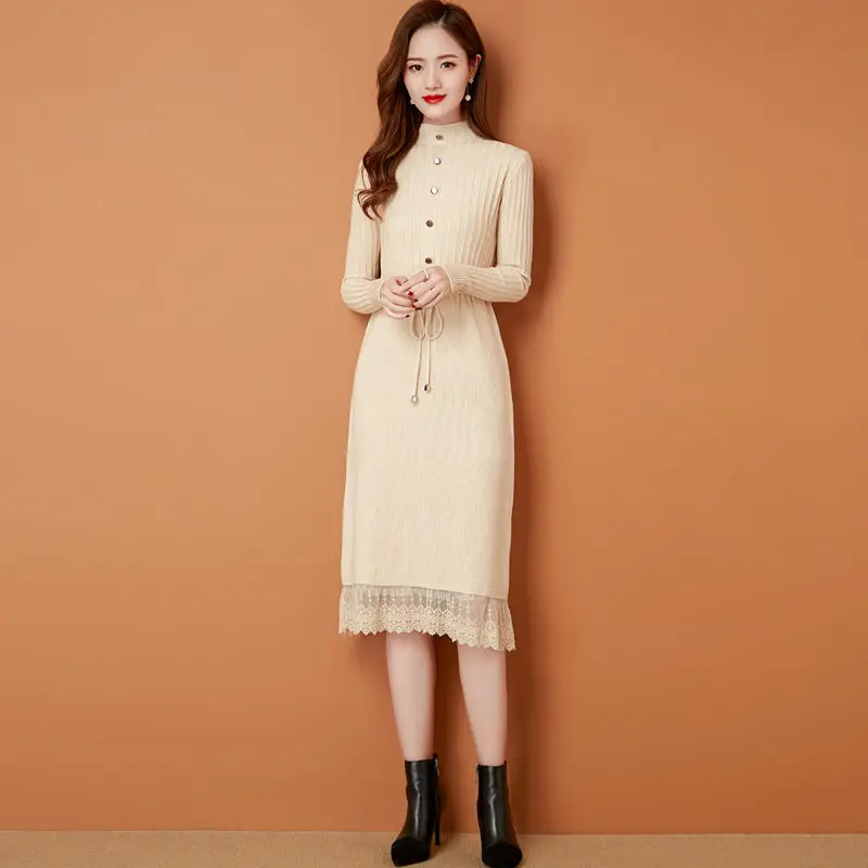 2021 женский однотонный пуловер свитер с длинными рукавами Повседневная узкая