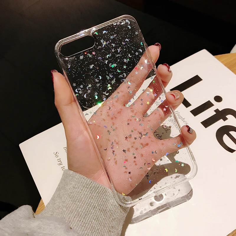 

Glitter Star Sparkle Epoxy Case For iPhone 12 Pro Max Mini Bling Gypsophila Clear Soft Cover For iPhone 11 XS Max XR X 7 8 6s