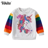 vikita kids sweater autumn winter girls sequins unicorn sweatshirts children long sleeve cartoon clothes outwear sweatshirt