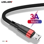 Кабель USLION Micro USB для Samsung Android, кабель для передачи данных QC 3,0, кабель для быстрой зарядки для Xiaomi Redmi мобильный телефон, USB-кабель