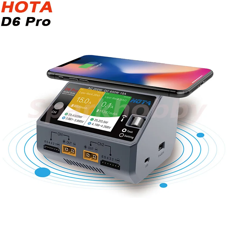 HOTA D6 Dual/Pro умное зарядное устройство AC200W DC650W 15A Lipo LiIon NiMH батарея с iPhone Samsung