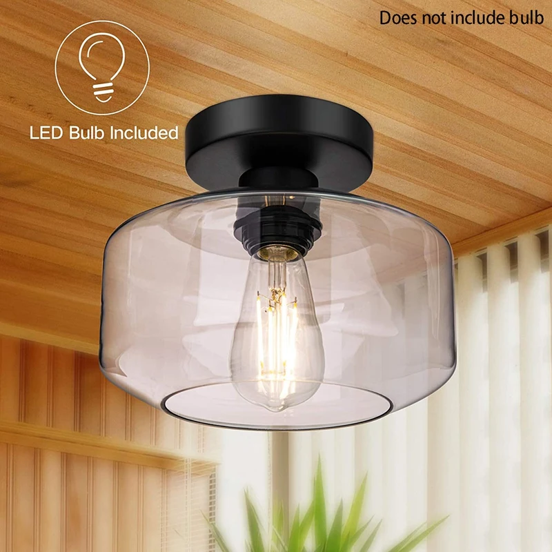 

Flush Mount Ceiling Light Fixture Clear Glass Lamp Shade for Indoor