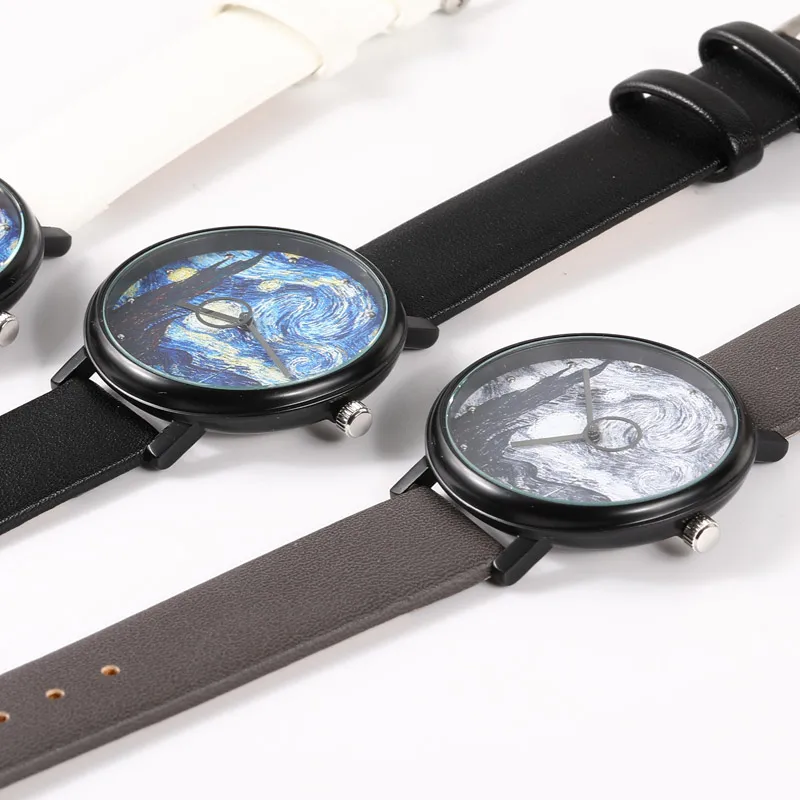 Мужские ультратонкие кварцевые часы с кожаным ремешком