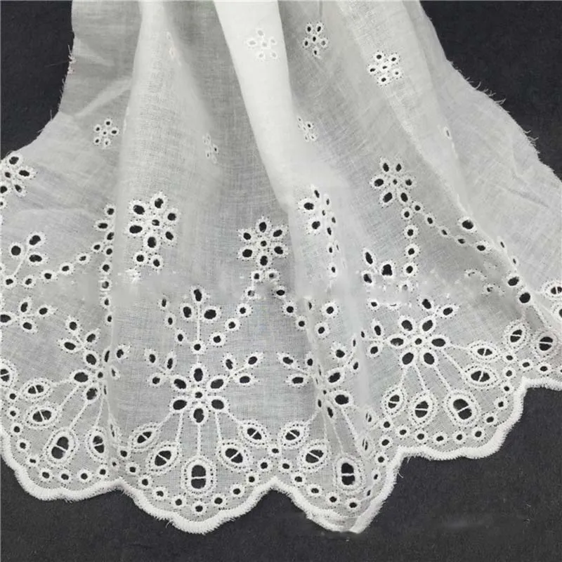

15Yards 21cm Wide Ivory White Clothes Laciness Accessories High Quality Cotton Fabric Embroidery Lace Trim High Quality