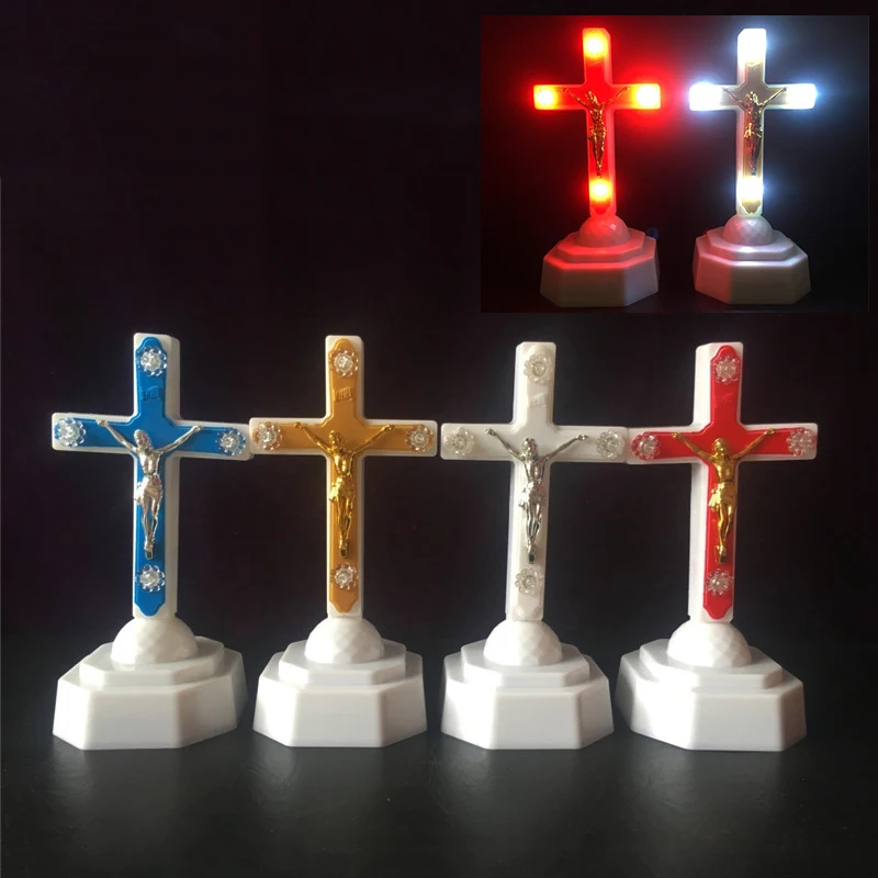 Jesus christ cross Led eucharistic lamp PVC Ikon cross Crucifix veilleuse crocifisso church home decoration Christian catholic