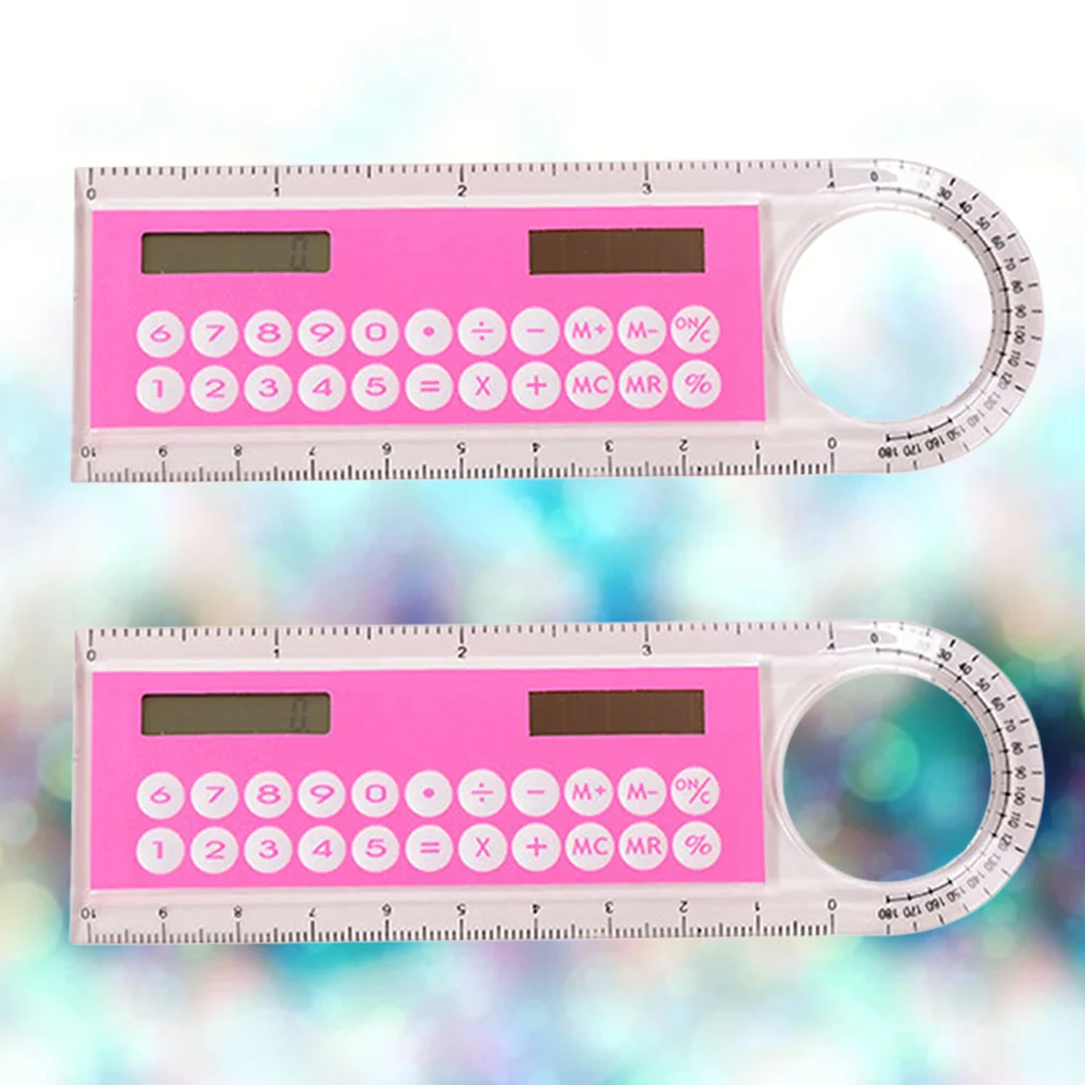 

10cm Ruler Mini Digital Calculator 2 in 1 Kids School Office Stationery Gifts (Random Color)