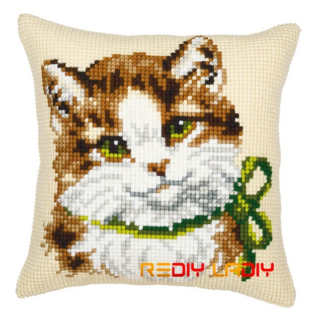 CX0247 DIY Вышивка крестом Подушка передняя игривые котята подушки массивные наборы вышивки крестиком акриловая пряжа чехол для подушки домашний декор ремесла - Цвет: CX0247