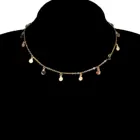 Ожерелье-чокер женское короткое, золотистого цвета, с блестками, монетами и кисточками, XL189