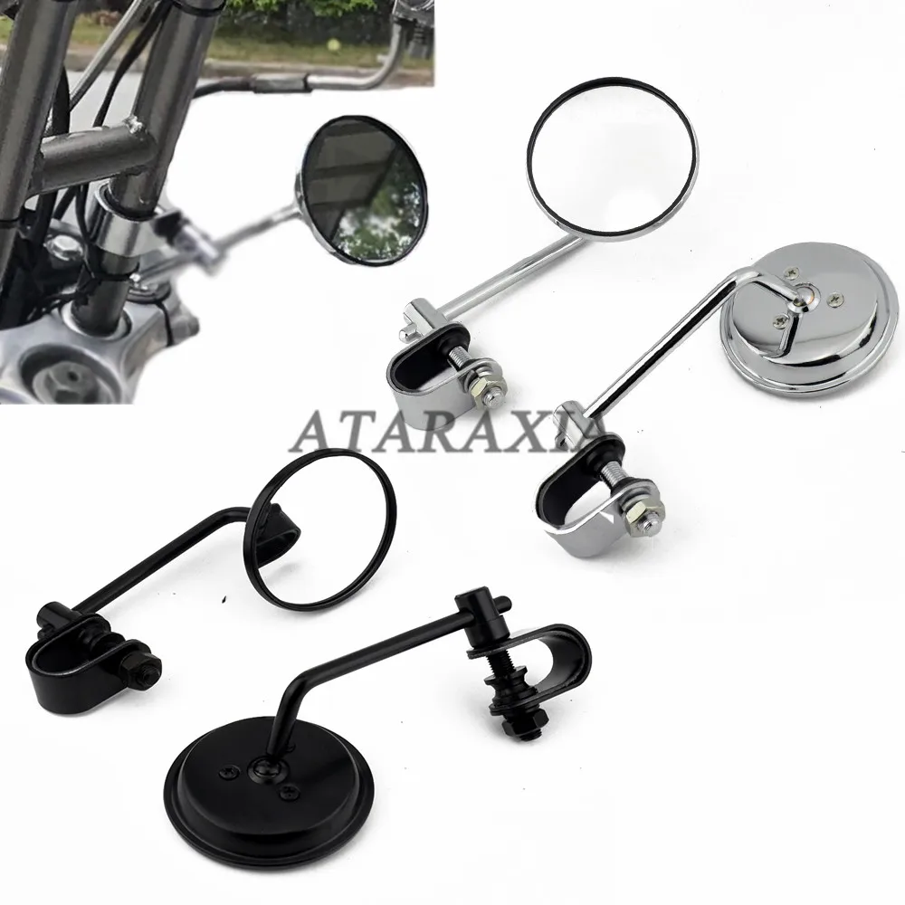 Мотоциклетные зеркала заднего вида на руль круглые выпуклая клипса в стиле ретро