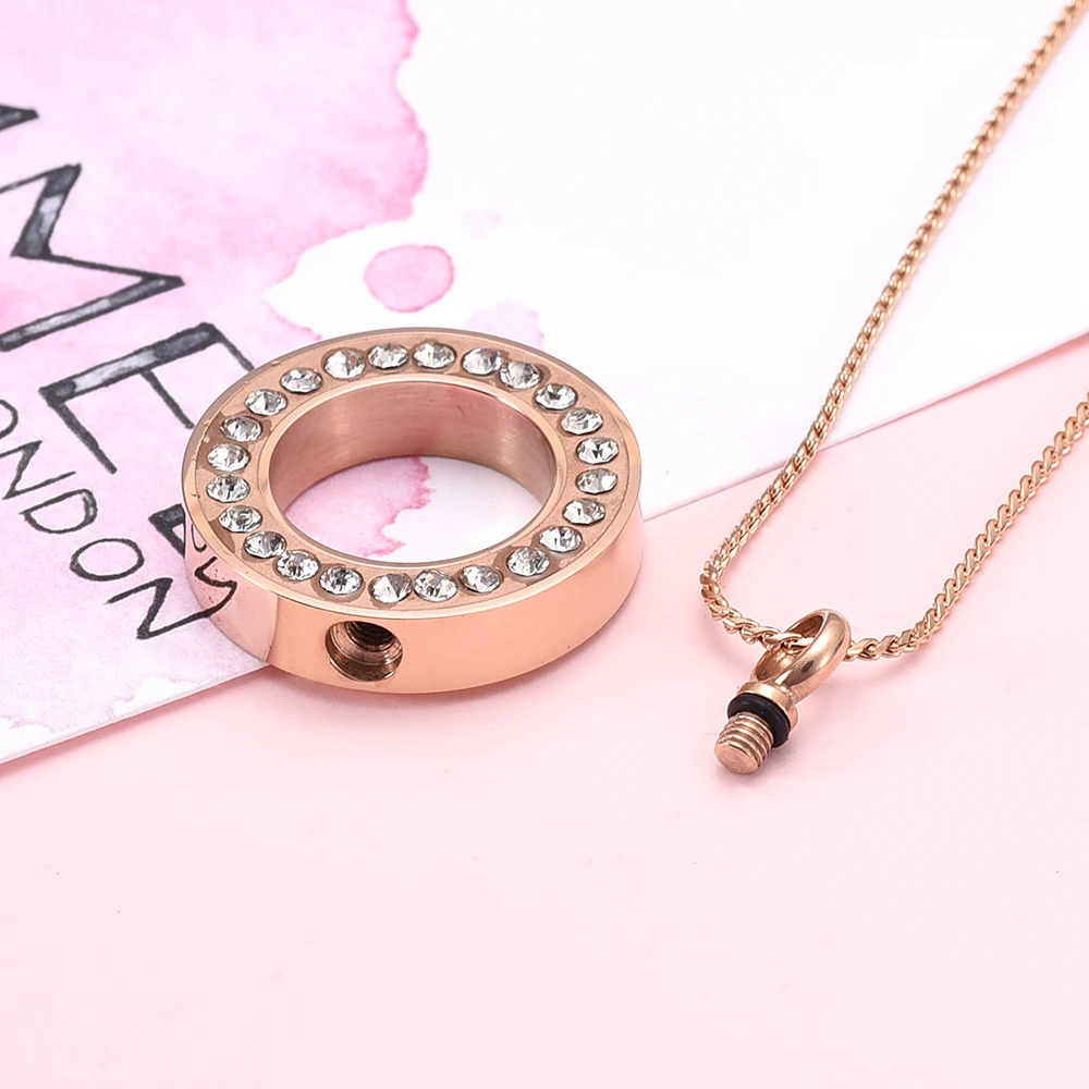 

Circle of life Urn Necklace Cremation Necklace for Ashes with Crystal Fine Keepsake Memorial Jewelry