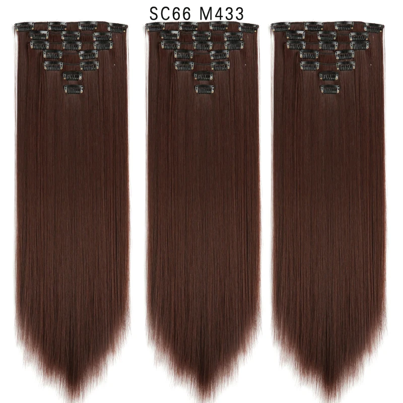 SC66 M433 22 дюйма длинные прямые женские клипсы для наращивания волос Синтетические накладные волосы прическа термостойкие белый красный фиолетовый розовый Юнис - Цвет: SC66 M433