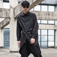 mens long sleeve shirt spring and autumn new personality irregular hem fashion trend casual loose large size shirt