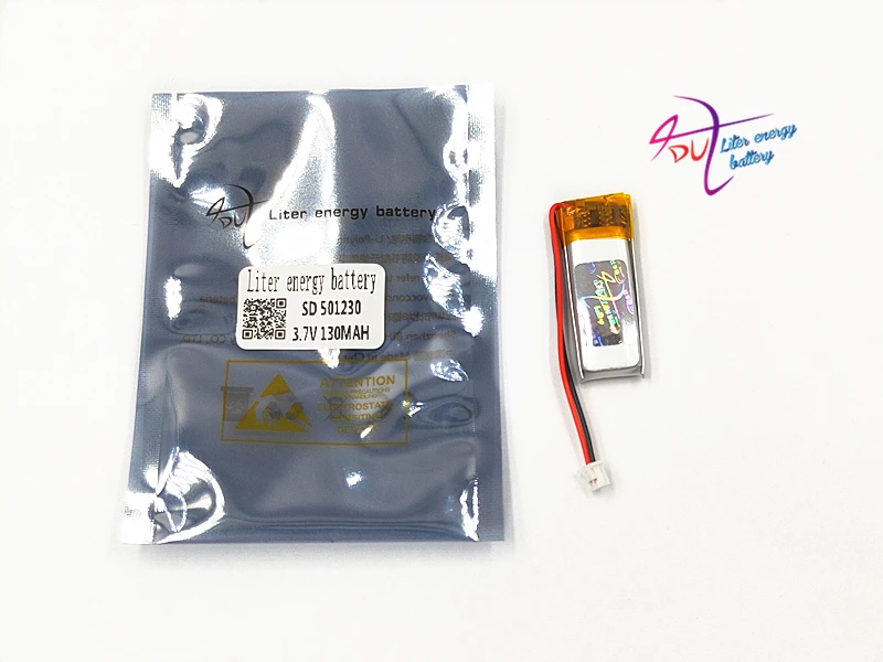 JST 1.5mm 2pin 3.7V 130mAh 501230 Lithium Polymer Li-Po Rechargeable Battery with For Mp3 GPS bluetooth headphone headset | Электроника