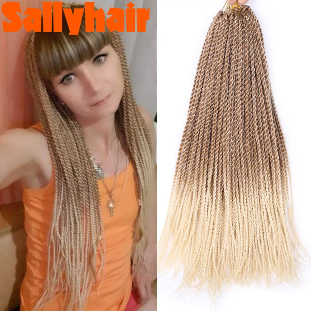 

SallyHair Сенегальские плетеные волосы вязаные крючком косы 18 "30 прядей Омбре плетеные волосы светлые фиолетовые синие плетеные крючком