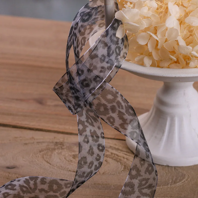 Декоративная сетчатая лента с леопардовым принтом гепарда для банта материал