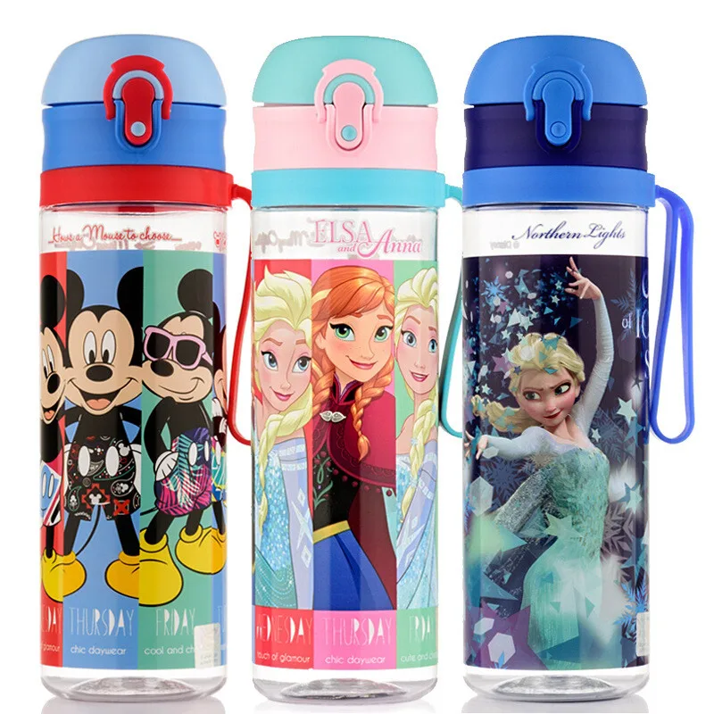 560ML Disney Mickey Frozen Elsa Water Cup Mummy Feeding Baby Kettle Potable Anti-leakage Water Bottle School Children Gift