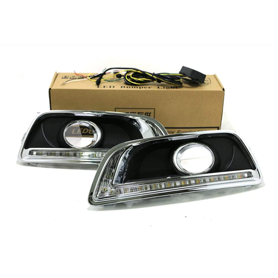 2 шт. светодиодный DRL Дневной ходовой светильник для Chevrolet Malibu 2011 2012 2013 автомобильный Стайлинг с противотуманной лампой отверстие поворотный светильник