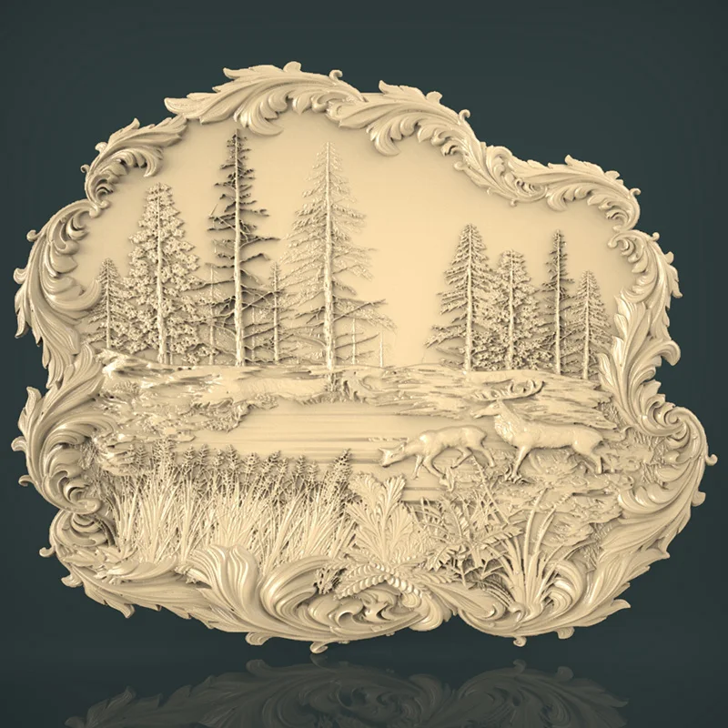 Модель forest deer STL для фрезерного станка с ЧПУ 3D принтер Artcam Aspire Bas рельефная