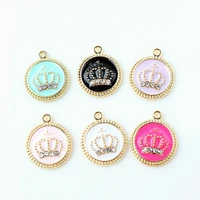 high quality 10pcs diy fashion charms gift enamels rhinestone crown alloy pendant making bracelet necklace jewelry accessories