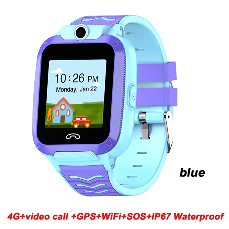 Blue 696 Q51 4G дети Смарт-часы Видеозвонок IP67 Водонепроницаемый gps+ wifi+ LBS Смарт-часы с функцией sos дети камера-трекер 600mAh батарея - Цвет: Blue