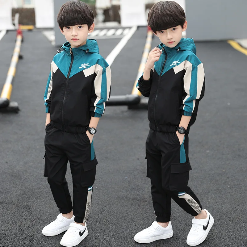 

Hot Sale Spring Summer Children's Clothes Suit Boys Coat + Pants 2pcs/Set Teenage Top Sport Costume For Kids Streetwear Formal