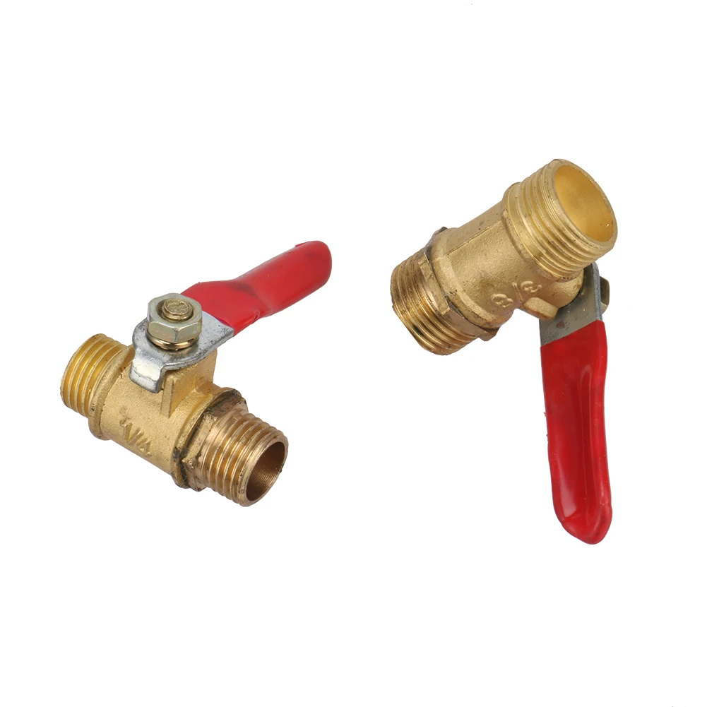 Латунный шаровой кран 1/4 &quot3/8&quot Папа-папа BSP резьба с красной рычажной ручкой