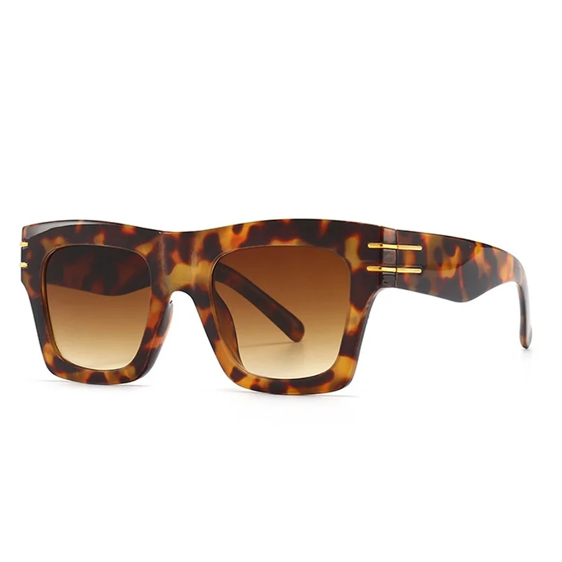 

Солнцезащитные очки в ретро стиле UV400 для мужчин и женщин, большие квадратные модные дизайнерские очки с леопардовым узором, цвета шампанск...