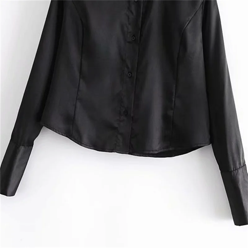 

ZXQJ Women 2020 Fashion Office Wear Cozy Satin Minimalist Style Blouses Vintage Long Sleeve Button-up Female Shirts Chic Top