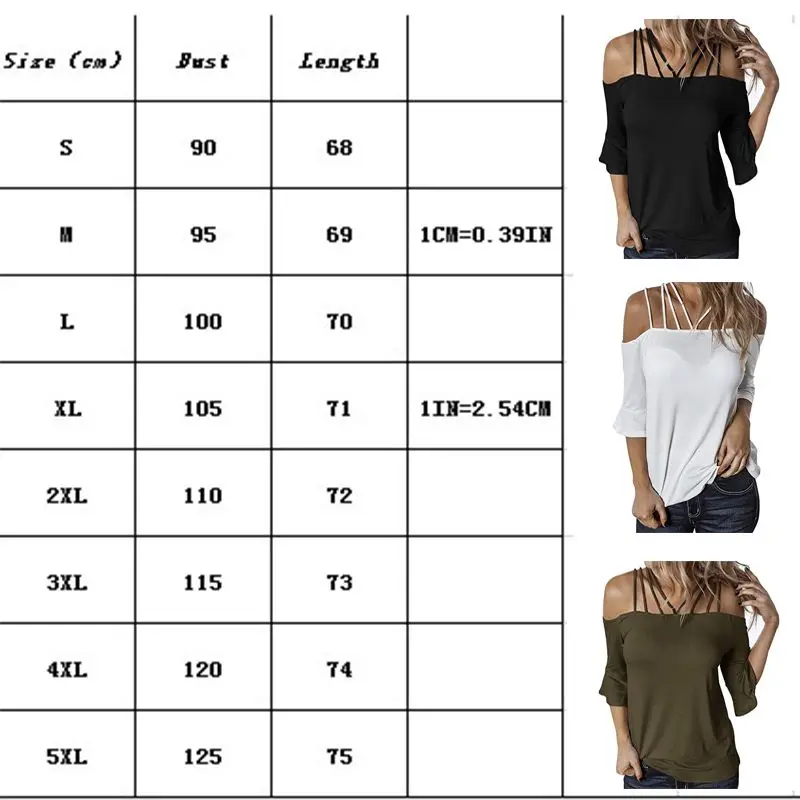 

Spring Fall Womens Off Shoulder Sexy T Shirt Flare Half Sleeve Solid Breathable Tops Slash Neck Comfortable Blouse Plus Size