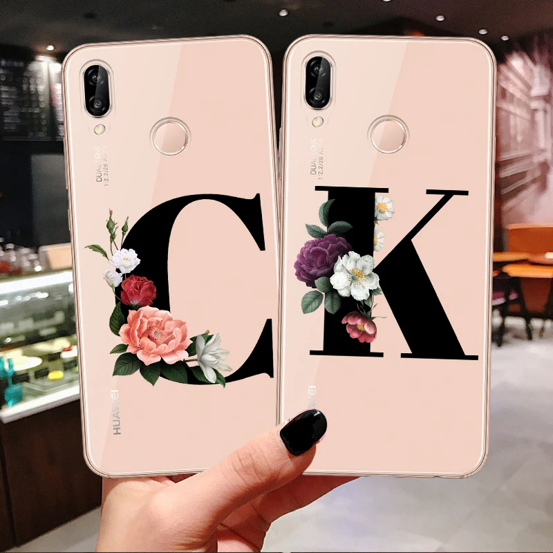 Чехол с надписью цветы для Huaweis P40 Lite P40Pro 2020 черный силиконовый чехол на заказ P30 Pro