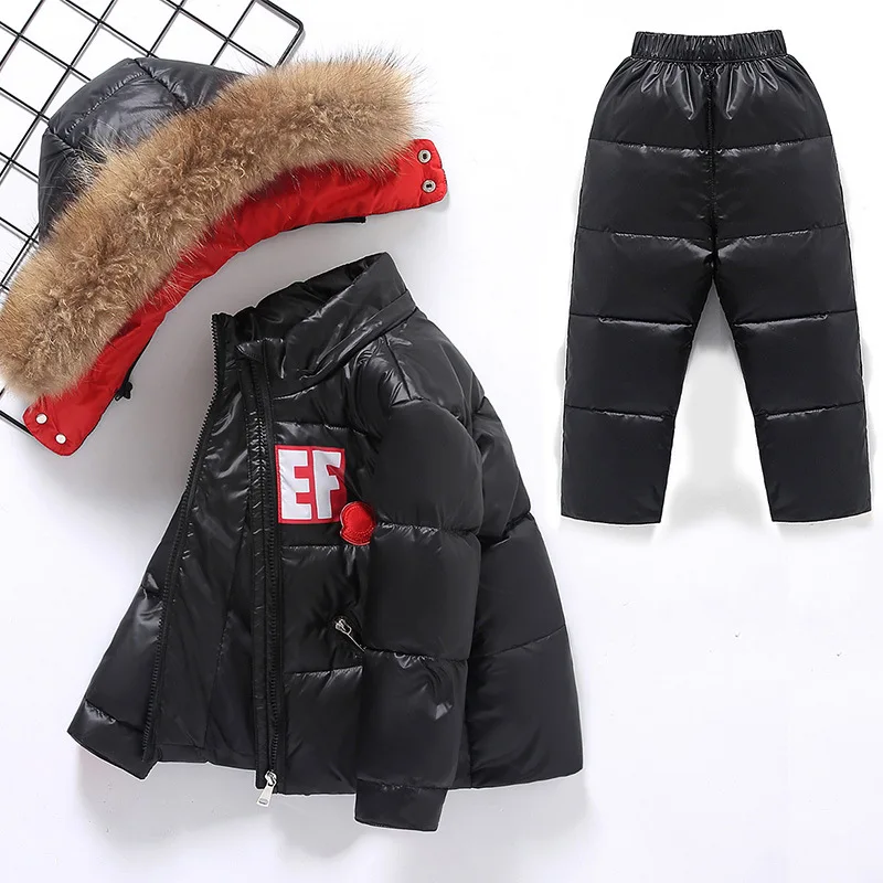 Детский зимний комбинезон на утином пуху с капюшоном до-30 градусов + штаны | Мать и