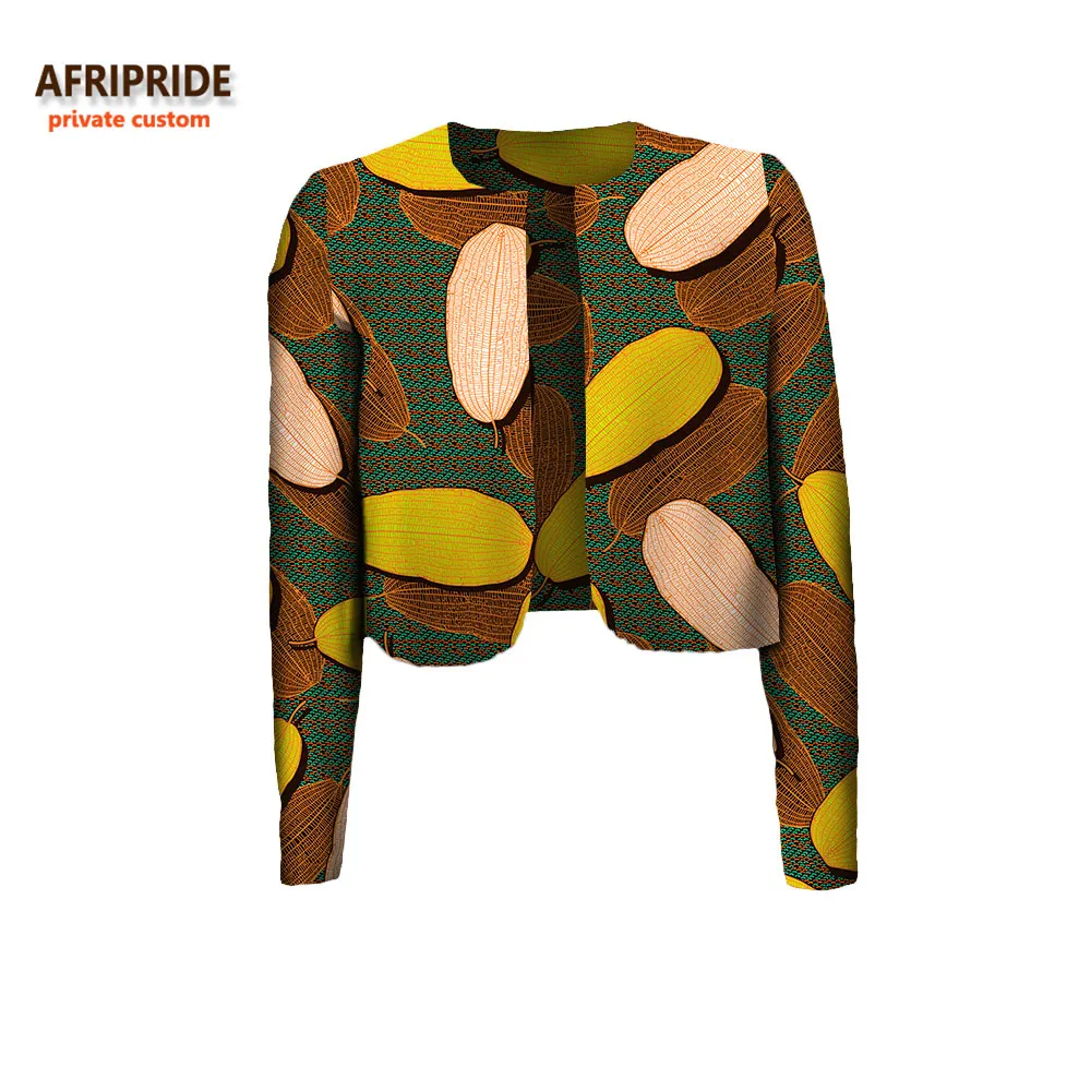 Осеннее повседневное женское пальто в африканском стиле, AFRIPRIDE, индивидуальное, длинный рукав, круглый вырез, Короткое женское хлопковое пальто без подкладки, A722420 - Цвет: 561