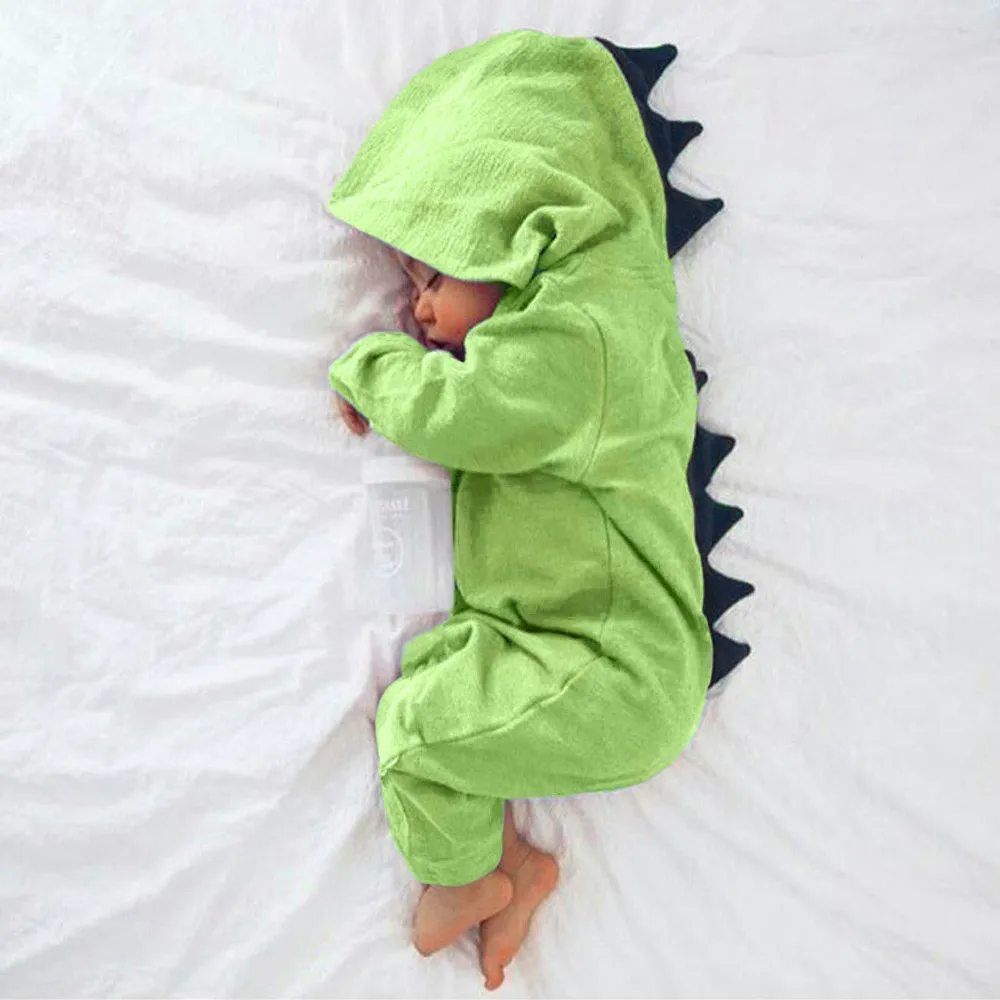 2020 fashion baby girl clothes solid romper dinosaur hooded jumpsuit boy 3/18M для новорожденных t5 | Детская одежда и