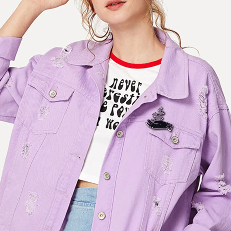 Значок в виде ведьмы с пламенем темный брошь звезд готическое Викка ювелирные