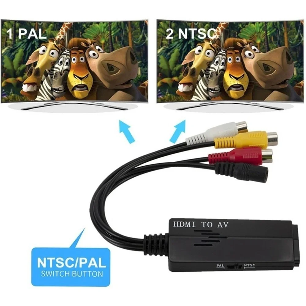 PzzPss HDMI To RCA Cable 1080P HD Video Audio Converter Male AV Component For TV VHS VCR DVD Recorders |