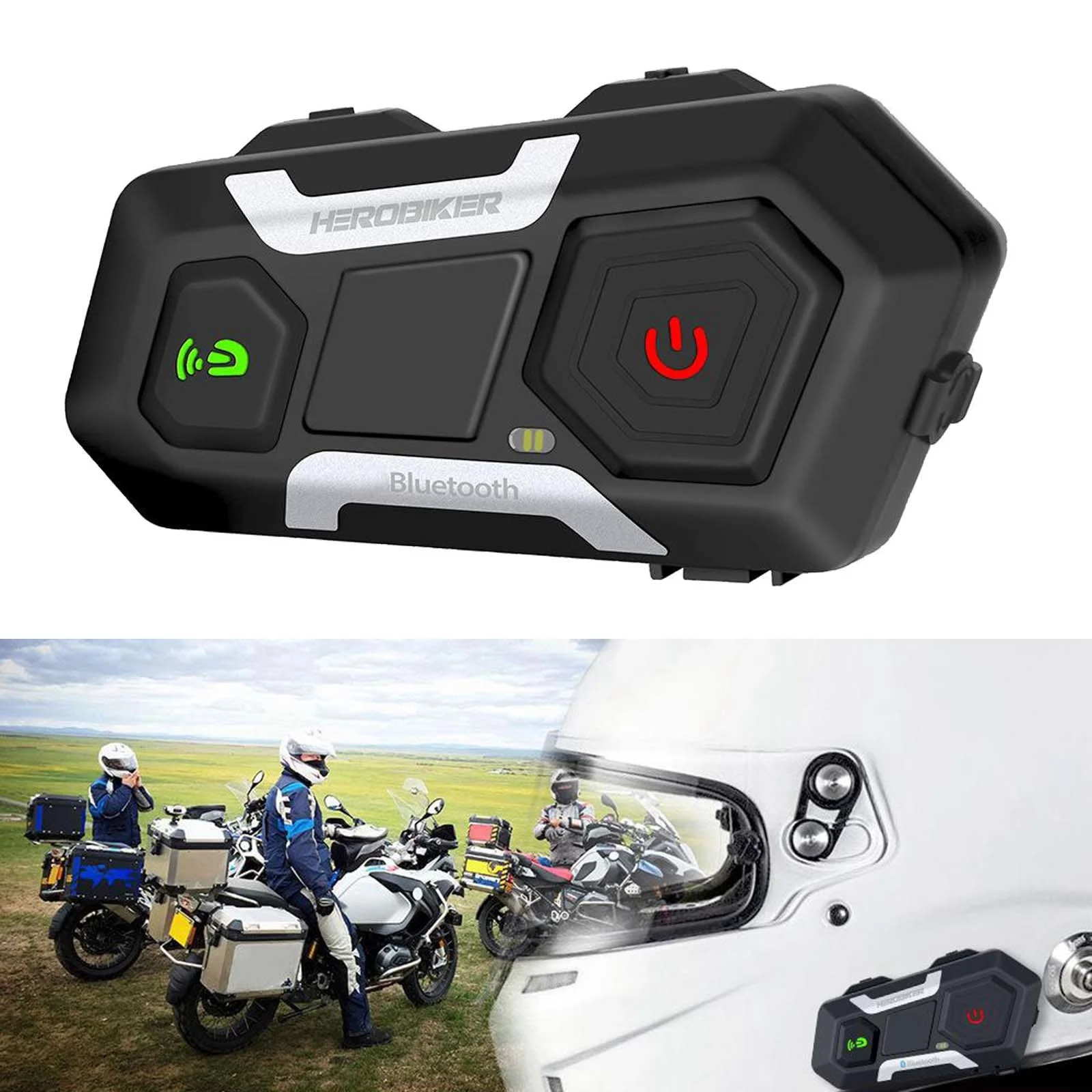 Motorcycle Intercom 1200M Bluetooth Headset for Helmet Easy To Install