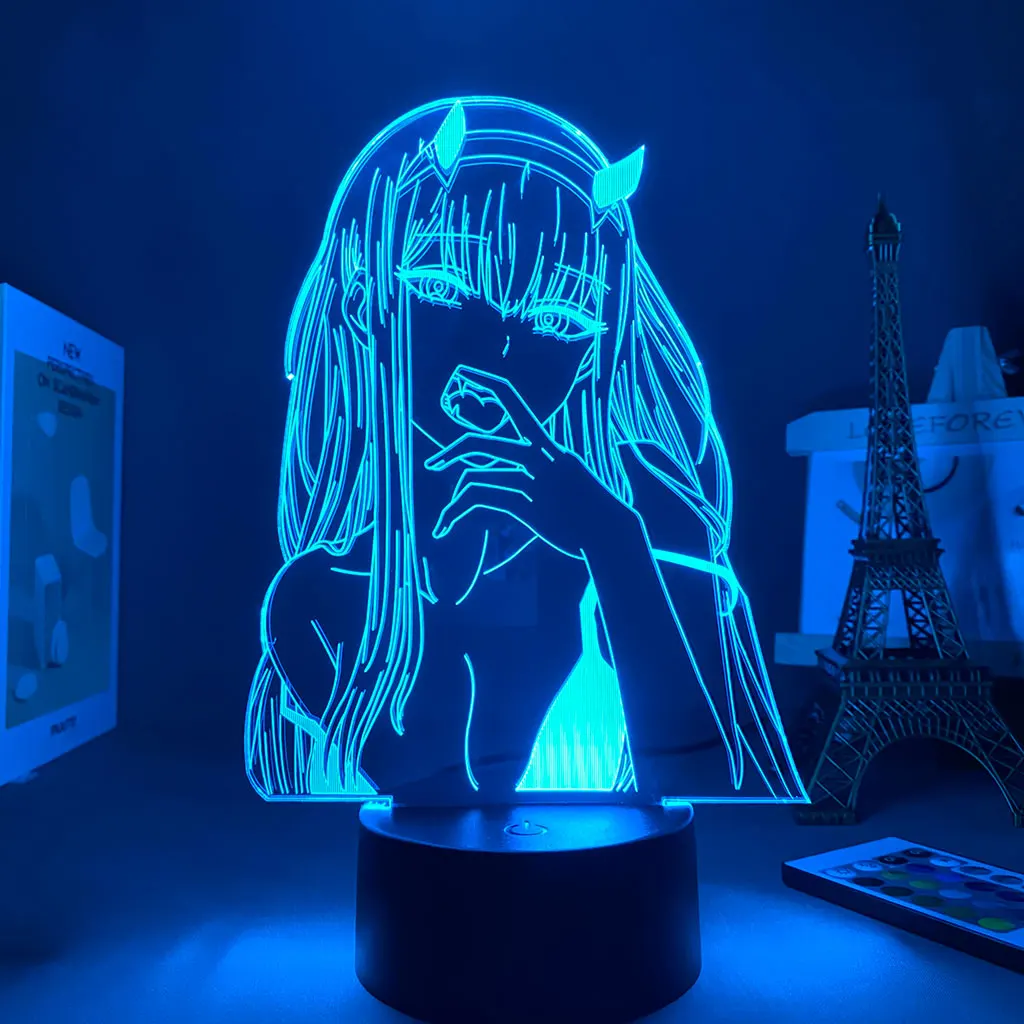 

Anime darling no franxx zero dois luz da noite 3d colorido controle remoto toque usb novo estranho conduziu a lmpada de mesa