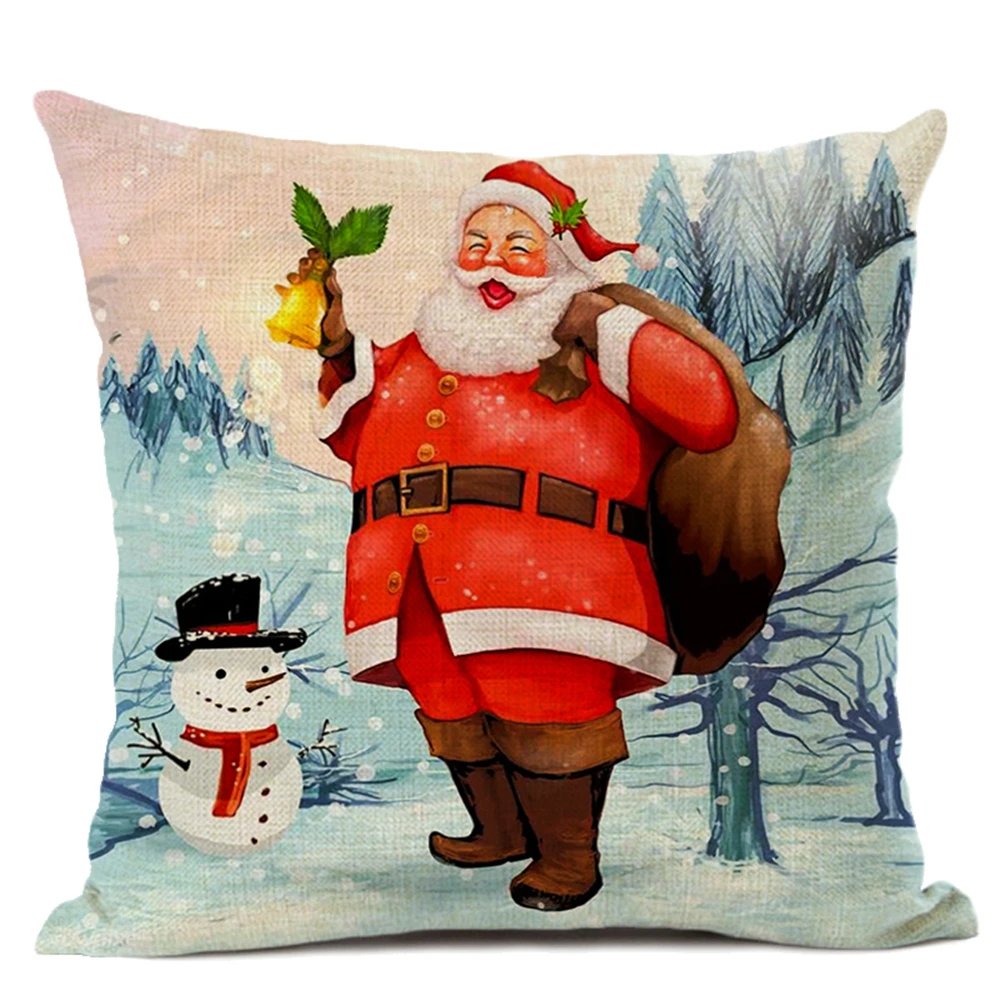 Рождественская Праздничная наволочка 45x45 см льняная квадратная подушка для