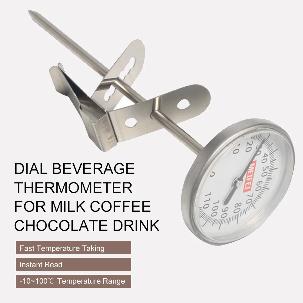 

Coffee Thermometer Quick-display Analog Dial Thermometer -10~100 Temperature Gauge Dial SS Probe Instant Read Thermometer